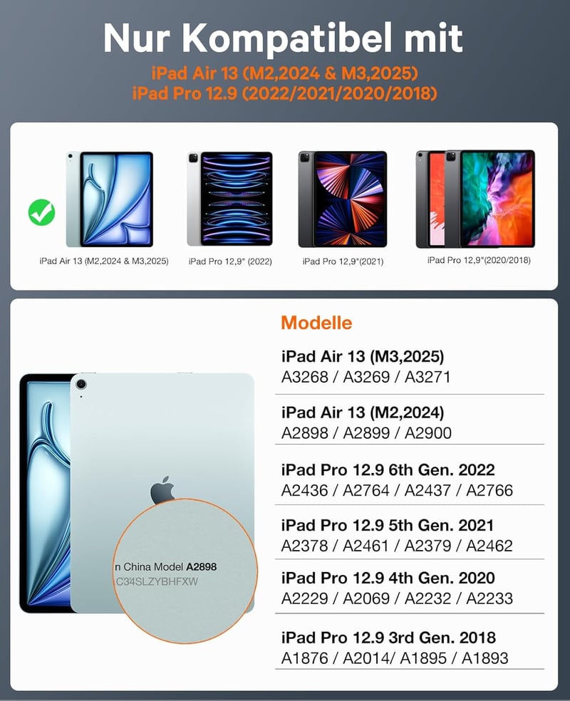 CHESONA iPad Air 13 hüvely billentyűzettel, állvánnyal, szürke, 180° állítható