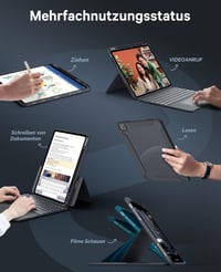 CHESONA iPad Air 13 hüvely billentyűzettel, állvánnyal, szürke, 180° állítható 3