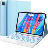 CHESONA iPad Pro 11 Air tok billentyűzettel, 7 szín LED, 2 csatorna Bluetooth, kék 1