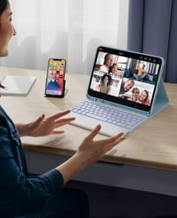 CHESONA iPad Pro 11 Air tok billentyűzettel, 7 szín LED, 2 csatorna Bluetooth, kék 9