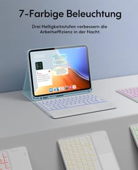 CHESONA iPad Pro 11 Air tok billentyűzettel, 7 szín LED, 2 csatorna Bluetooth, kék 5