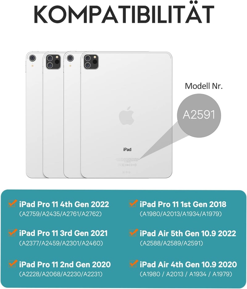 CHESONA iPad Pro 11 Air tok billentyűzettel, 7 szín LED, 2 csatorna Bluetooth, kék