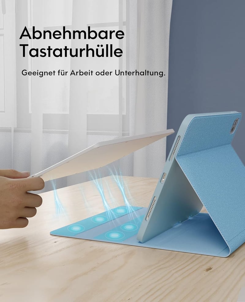 CHESONA iPad Pro 11 Air tok billentyűzettel, 7 szín LED, 2 csatorna Bluetooth, kék