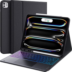 CHESONA tipkovnica s trackpadom za iPad Pro 13, pozadinsko osvjetljenje u 7 boja - crna