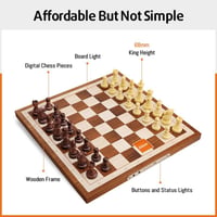 Chessnut Air Elektronikus Sakk Készlet - Kézműves Fa Sakktábla LED Világítással, AI Adaptív Technológiával, Chess.com Kompatibilitással, Ext 6