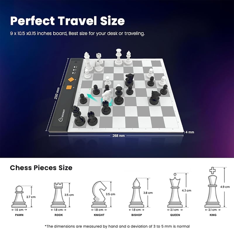 Chessnut Go Ultimate hordozható elektronikus sakkbábú mágneses rögzítéssel szürke