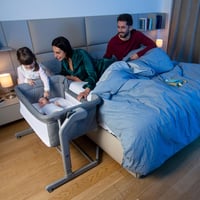 Pătuț co-sleeping Chicco Next2Me Magic Evo cu funcție de balansoar, laterală retractabilă, 11 trepte de înălțime, 4 roți, saltea și geantă de transport, bej 7