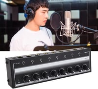 CHICIRIS Fejhallgató Erősítő, Fém Mini Sztereó Fejhallgató Amplifier 8 Csatornás Hordozható 100-240V 8