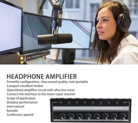 CHICIRIS Fejhallgató Erősítő, Fém Mini Sztereó Fejhallgató Amplifier 8 Csatornás Hordozható 100-240V 4