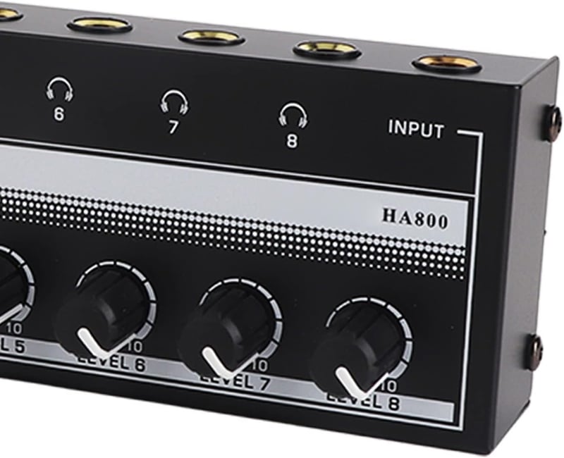 CHICIRIS Fejhallgató Erősítő, Fém Mini Sztereó Fejhallgató Amplifier 8 Csatornás Hordozható 100-240V