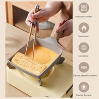 CHICIRIS Tamagoyaki Teflonos Japán Omelette Serpenyő Fa Nyéllel 18x15cm 4