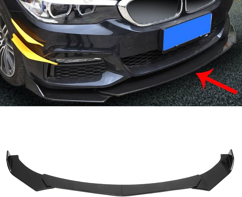 CHICIRIS Univerzális Első Lökhárító Spoiler - Fényes Fekete ABS Autó Tuning Kiegészítő, Öntapadós Első Spoiler Szett