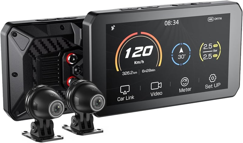 CHIGEE AIO-5 Lite Motorkerékpár CarPlay Android GPS Navigáció, BSD, 5" LCD, IP67 Vízálló szett