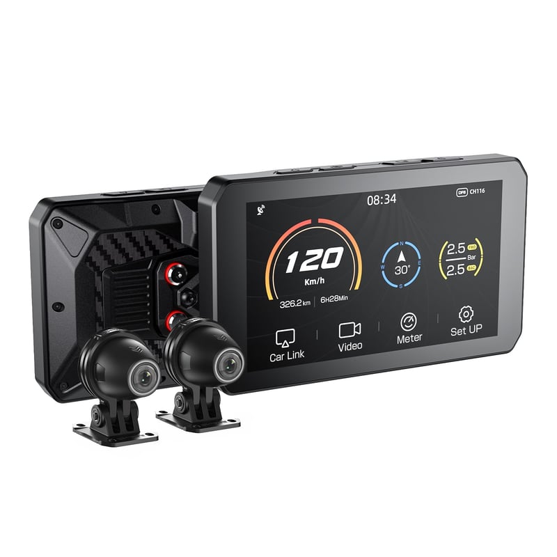 CHIGEE AIO-5 Lite motocyklová navigácia s CarPlay a Android Auto, BSD, 5" LCD, vodotesná súprava IP67