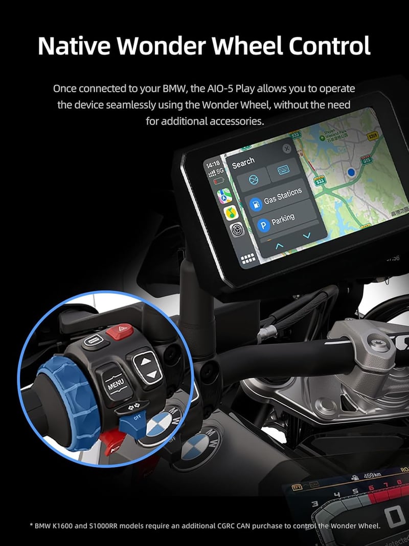 CHIGEE AIO-5 Play BMW motorkerékpár okos kijelző CarPlay Android GPS vízálló