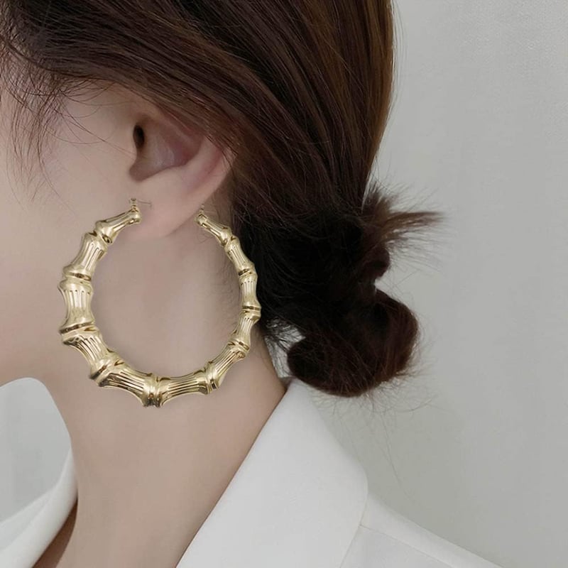 Chihutown Bambusz Karika Fülbevaló Nagy Méretű Oversized Hoops Napi Viseletre