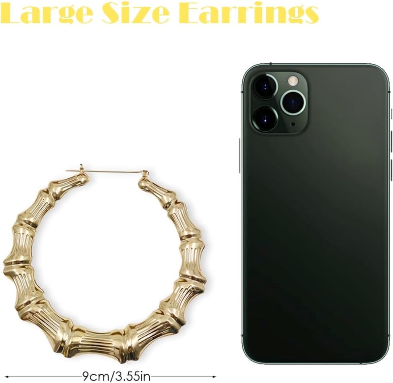 Chihutown Bambusz Karika Fülbevaló Nagy Méretű Oversized Hoops Napi Viseletre