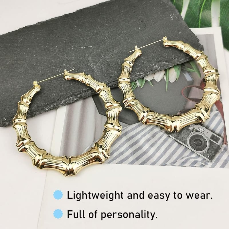 Chihutown Bambusz Karika Fülbevaló Nagy Méretű Oversized Hoops Napi Viseletre