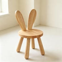 Dječja stolica od punog drva BOFITENG s motivom zečjih ušiju, 45x26 cm, s protukliznim gumenim podlošcima — udubljen naslon i sjedište (stanje: vidi 2. sliku) 1