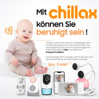 Prenosná detská pestúnka CHILLAX CB360 s 2 bezdrôtovými jednotkami, režimom VOX a Eco, snímačom teploty, dosahom 340 m, nočným svetlom, 5 uspávankami a 13-hodinovou výdržou batérie 6