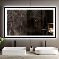 Kúpeľňové zrkadlo s LED osvetlením ChillCruiser, čierny rám 60x100 cm, nastaviteľný jas, funkcia proti zahmlievaniu, 3 farby svetla, pamäťová funkcia, nástenné 1
