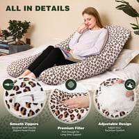 Pernă de Sarcină Chilling Home în Formă de U pentru Dormit pe O Parte, cu Husă, Pernă de Alăptare și Poziționare pentru Femei, Catifea cu Model Leopard 4