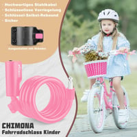 CHIMONA Gyerek Kerékpár Zár 120 cm Rózsaszín Kábelzár Tartóval, Hordozható Bicikli Lakat Roller Robogó Babakocsira 2