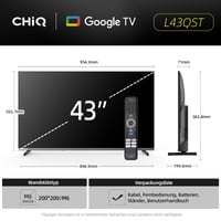Smart TV CHIQ L43QST 43" (108 cm) FHD QLED Google TV HDR10 Dolby Audio Triple Tuner DVB-C/S2/T2 Netflix Prime Video HBO Max HDMI CI+ 2