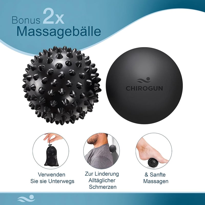 CHIROGUN Masszázspisztoly 14+1 Fejjel - 30 Sebességfokozatú Izommasszírozó Készülék Mély Szöveti Regeneráláshoz, Sportolóknak