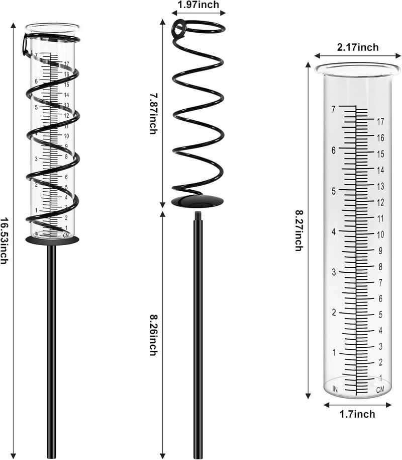 CHIVENIDO Kerti Esőmérő - Kültéri Csapadékmérő Üveg 17 cm-es Skálával - Fagyálló, Könnyen Leolvasható - Dekoratív Kerti Kiegészítő