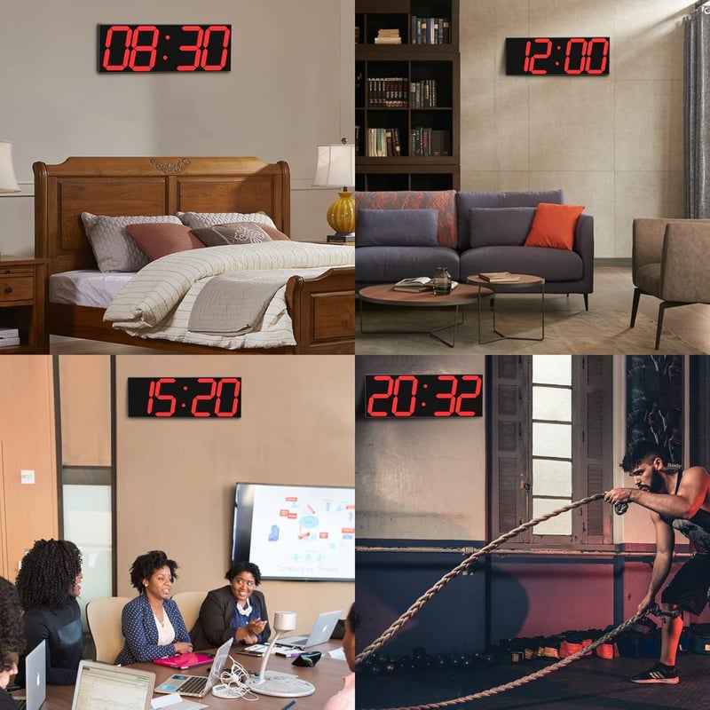 CHKOSDA Falióra LCD Kijelzővel, Visszaszámlálás, Távirányító, Automatikus Fényerő