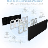 CHKOSDA Falióra LCD Kijelzővel, Visszaszámlálás, Távirányító, Automatikus Fényerő 6