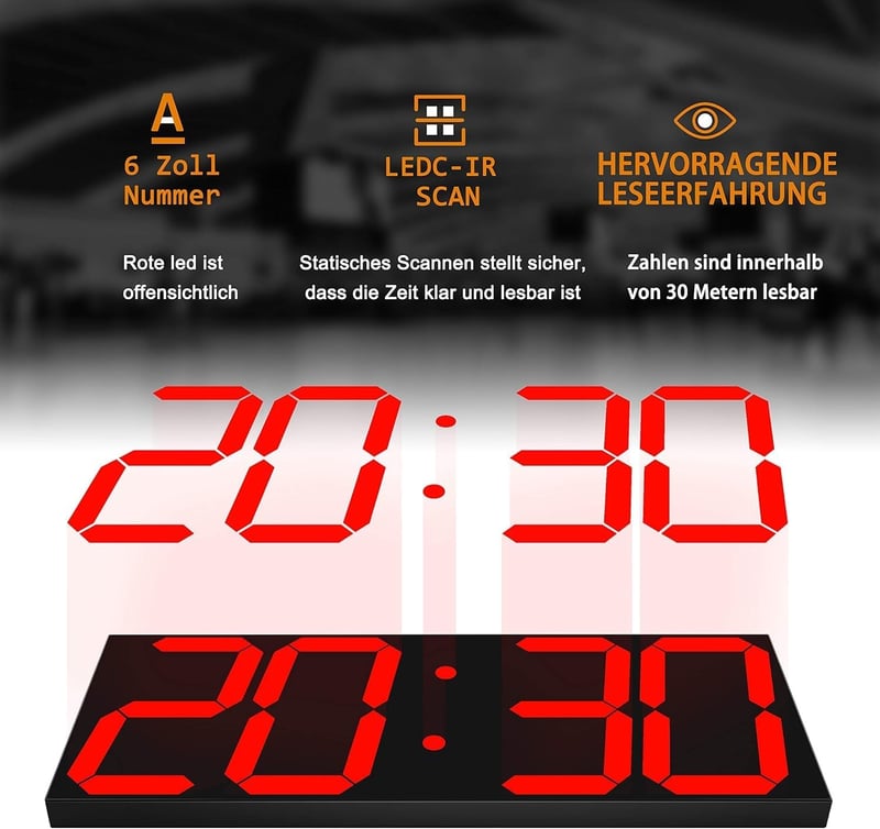 CHKOSDA Falióra LCD Kijelzővel, Visszaszámlálás, Távirányító, Automatikus Fényerő