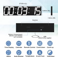 CHKOSDA Óriási LED Falióra Automatikus Dimmerrel, Távirányítós Számláló, 70cm Kijelző, Fehér 2