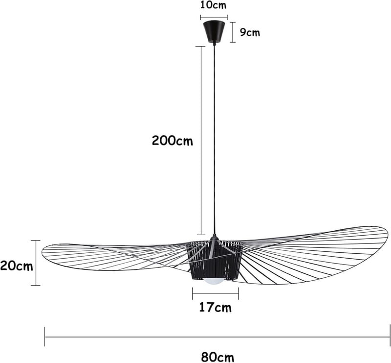 CHNB Vertigo 80cm Modern Vintage Függőlámpa Fekete Étkezőasztal Nappali Hálószoba Csillár