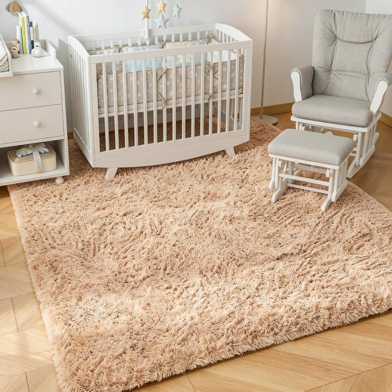 CHOSHOME Puha Szőnyeg 90x150cm Bézs Nappali Hálószoba Shaggy Hosszú Szálú Csúszásmentes