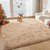CHOSHOME Puha Szőnyeg 90x150cm Bézs Nappali Hálószoba Shaggy Hosszú Szálú Csúszásmentes 1