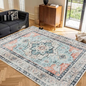 CHOSHOME Vintage boho keleti mintás szőnyeg, mosható - narancssárga-zöld - 80x150 cm
