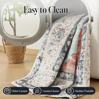 CHOSHOME Vintage boho keleti mintás szőnyeg, mosható - narancssárga-zöld - 80x150 cm 5