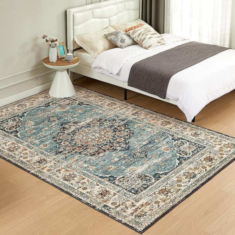 CHOSHOME Vintage Szőnyeg 120x170cm Keleti Mintás Puha Boho Kék