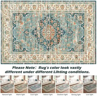 CHOSHOME Vintage Szőnyeg 120x170cm Keleti Mintás Puha Boho Kék 2