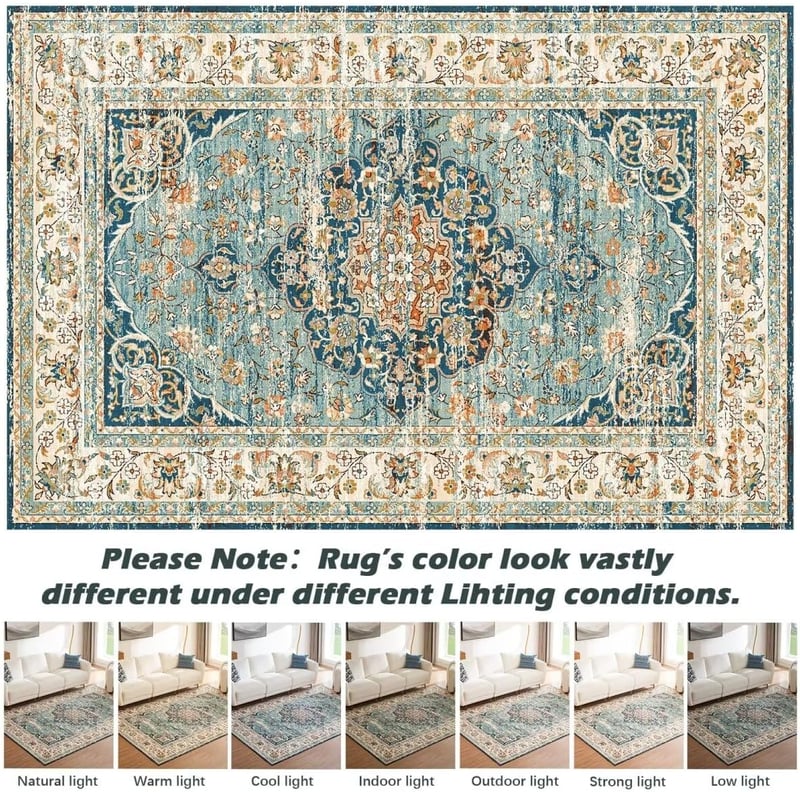 CHOSHOME Vintage Szőnyeg 120x170cm Keleti Mintás Puha Boho Kék