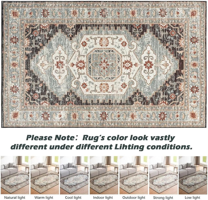 CHOSHOME Vintage Szőnyeg 80x150cm Hálószobai Puha Rövid Szálú Csúszásmentes