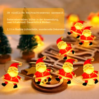 Sunshine Smile Karácsonyi LED Fényfüzér Mikulás Figurával, 2 m, 20 LED, Meleg Fehér, Elemes, 2 Üzemmód, Beltéri Kültéri Vízálló Karácsonyi Dekoráció 4