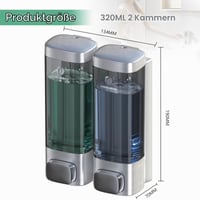 CHUANGDIAN zidni dozator za tekući sapun bez bušenja, za šampon, gel za tuširanje i sapun za ruke, prozirna boca s mogućnošću nadopunjavanja, za kupaonicu i tuš, 320 ml x 2 spremnika, srebrni 5