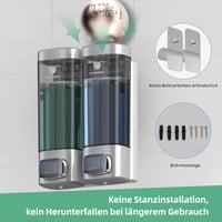CHUANGDIAN zidni dozator za tekući sapun bez bušenja, za šampon, gel za tuširanje i sapun za ruke, prozirna boca s mogućnošću nadopunjavanja, za kupaonicu i tuš, 320 ml x 2 spremnika, srebrni 3