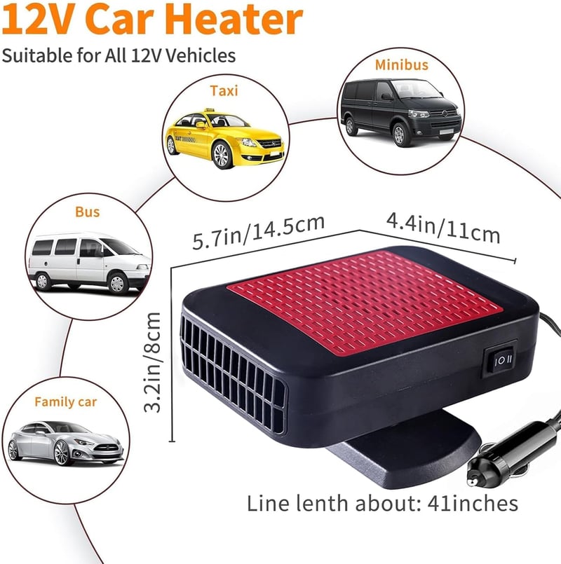 Chuankefanxing 12V 200W autófűtő páramentesítő 360° forgatható hűtés-fűtés