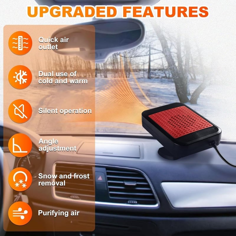 Chuankefanxing 12V 200W autófűtő páramentesítő 360° forgatható hűtés-fűtés