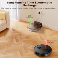 Chuboor Robotporszívó Felmosó Funkcióval, 3-in-1 Fekete, 6000Pa Szívóerő, WiFi App Vezérlés, Google Home Kompatibilis, 150 Perc Üzemidő 6