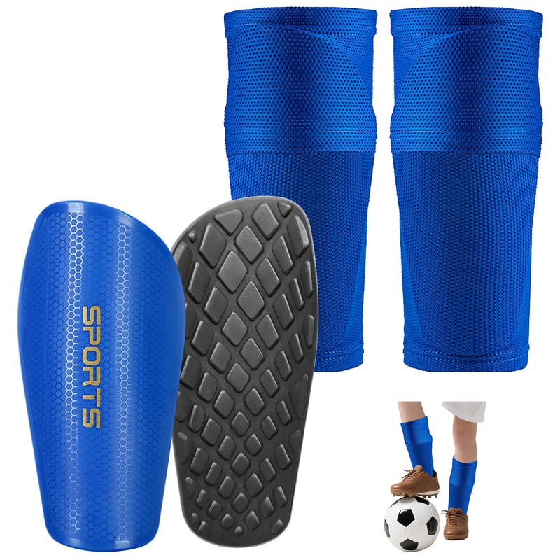 Apărători de tibie pentru copii Chumix – Albastru, dimensiune 18,5x9 cm